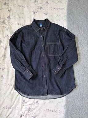 Old Navy Dark Indigo Denim Button-Down Shirt